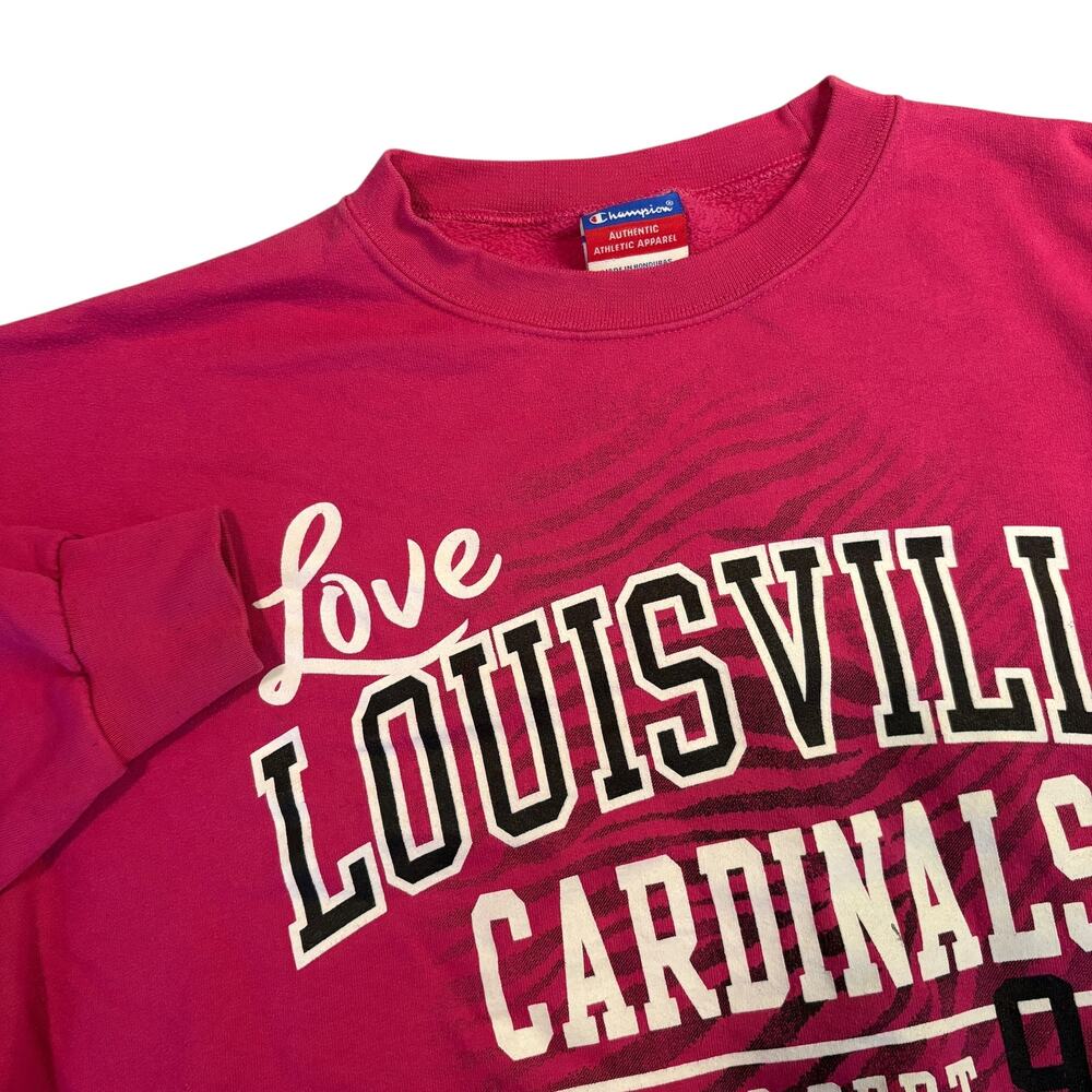 Vintage 1998 Champion "Love Louisville Cardinals" Women's Large‎ Sweatshirt Red